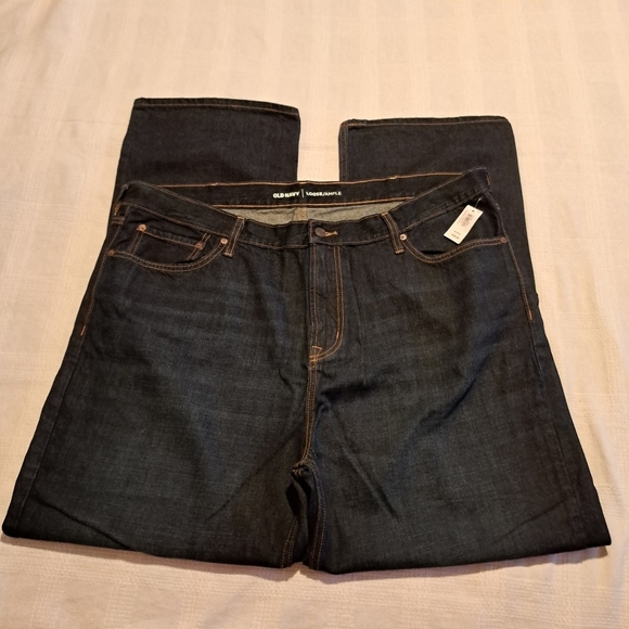 Old Navy men's size 42 x 32 dark wash loose fit jeans New - Picture 5 of 7